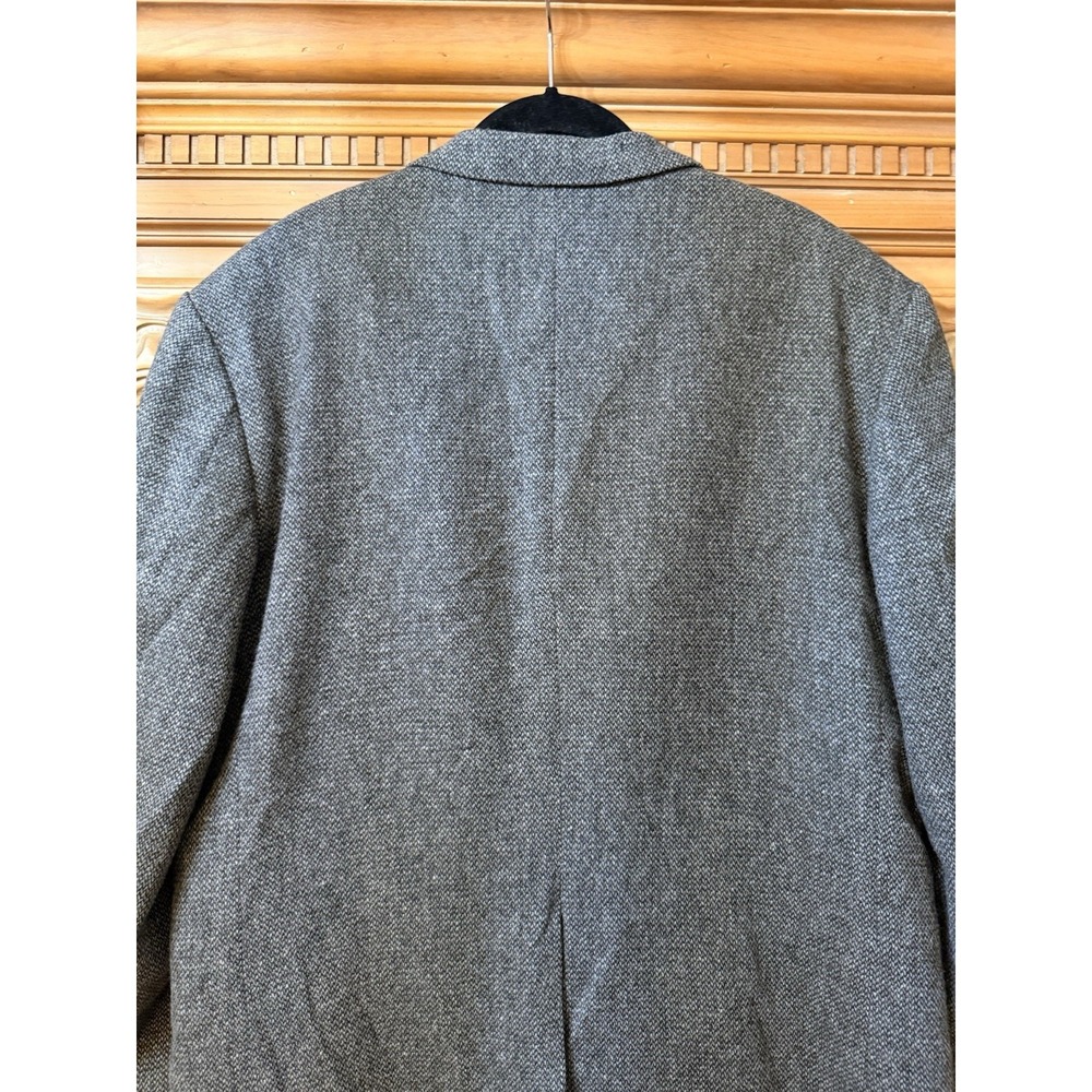 Lands End 42R Gray Herringbone Merino & Lambswool Tweed Blazer Jacket Sport Coat - Picture 9 of 16